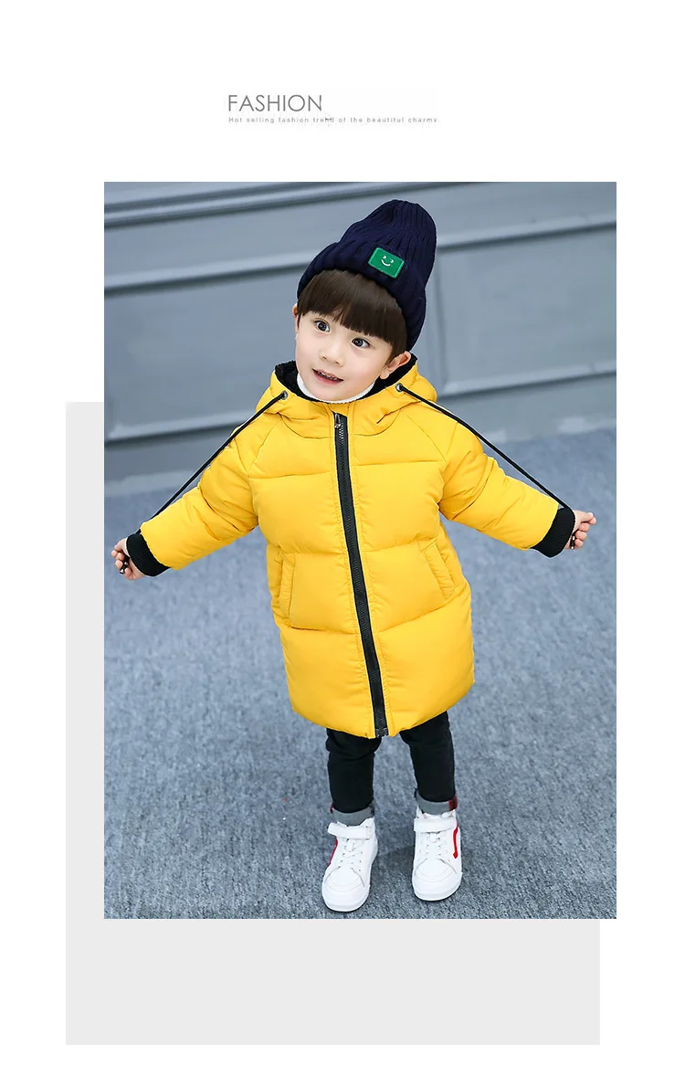 Детские пуховики и парки; От 2 до 7 лет-зимняя верхняя одежда для детей; Повседневная теплая куртка с капюшоном для мальчиков; однотонные теплые пальто для мальчиков