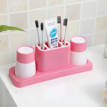 

Practical Multifunctional Toothpaste Cup Toothbrush Holder Two/Three Creative Wash Brush Cups Bathroom Accessories Comb Holder