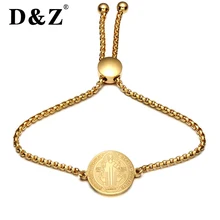 

D&Z Religious Gold Jesus Bracelet Bangle Women Stainless Steel Crucifix Cross Charm Bangles Bracelets for Christian Jewelry Gift