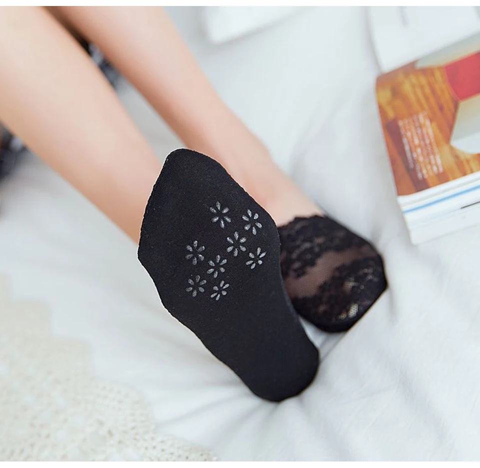 Summer Thin Boat Socks For Women Breathable Lace Sock Invisible High Heels Socks Slippers Soft Breathable Nylon Low Short Socks (12)