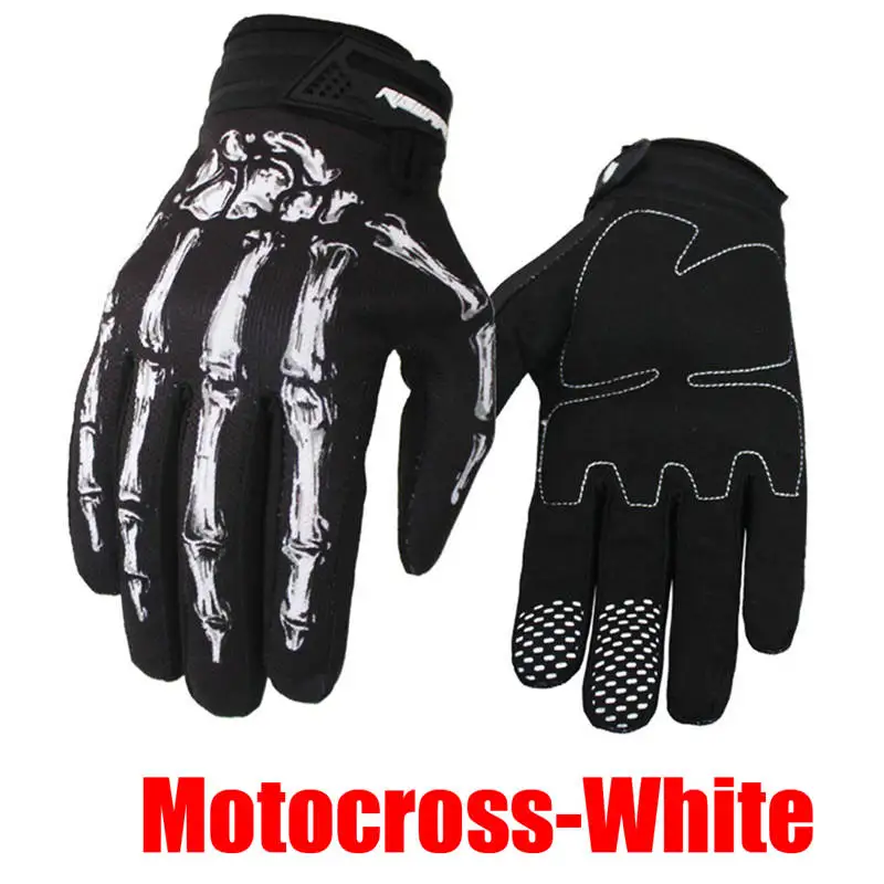 Зимние и осенние ветрозащитные непромокаемые перчатки с костями скелета, перчатки для занятий спортом на открытом воздухе с сенсорным экраном, гелевые велосипедные перчатки - Цвет: Motocross White