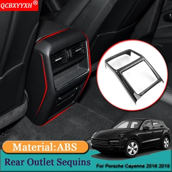 

Car Styling ABS Chrome Car Armrest Box Rear Outlet Sequins Sticker Auto Decoration Accessories Fit For Porsche Cayenne 2018 2019