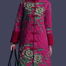 Горячая зима женская новая одежда воротник кнопка добавить длинное хлопковое пальто восстановление древних способов/M-XXL