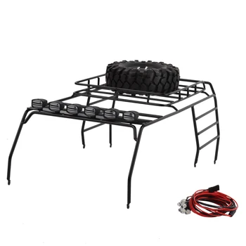 

1/10 RC Matal Roof Rack Luggage & LED Light for Axial SCX10 JEEP 313MM Wheelbase Body Shell Roof Rack Crawler RC Car