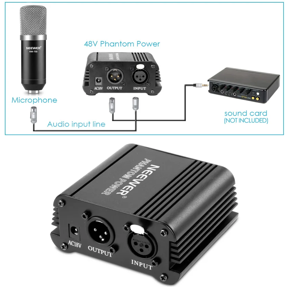 Neewer NW-700, профессиональный конденсаторный микрофон и ножничная подставка+ кабель XLR+ монтажный зажим и поп-фильтр и фантомный источник питания 48 В