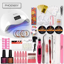 Набор сверлильных станков для ногтей Электрический набор для ногтей 48 Вт УФ светодиодный светильник 8 мл Гель-лак Электрическая ручка для маникюра Набор для дизайна ногтей инструмент маникюрный набор