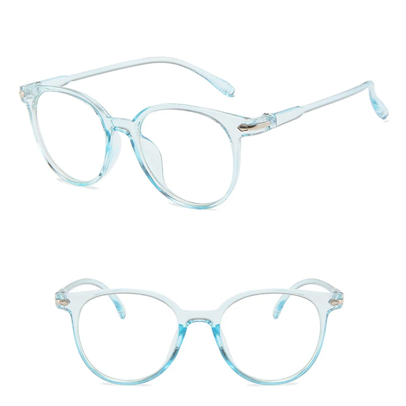 Yoovos Vintage Women Glasses Frame Anti Blue Light Eyeglasses Retro Round Clear Lens Glasses Optical Spectacle Frame UV400 - Цвет линз: Blue