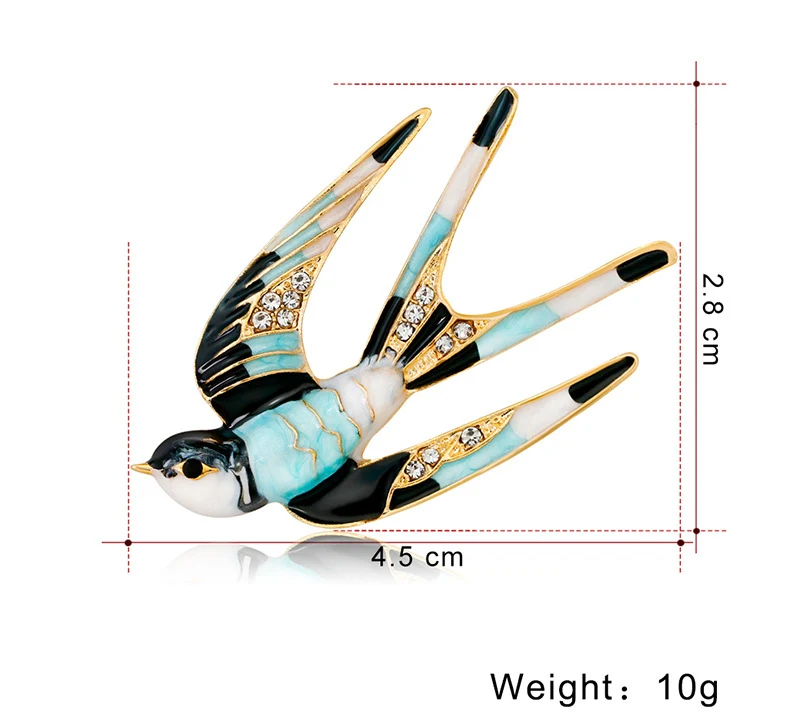 NIUYITID Classic Bird Brooch Enamel Pin Swallow Shape Scarf Pins Women Kids Suit Clothes Accessories Jewelry (6)