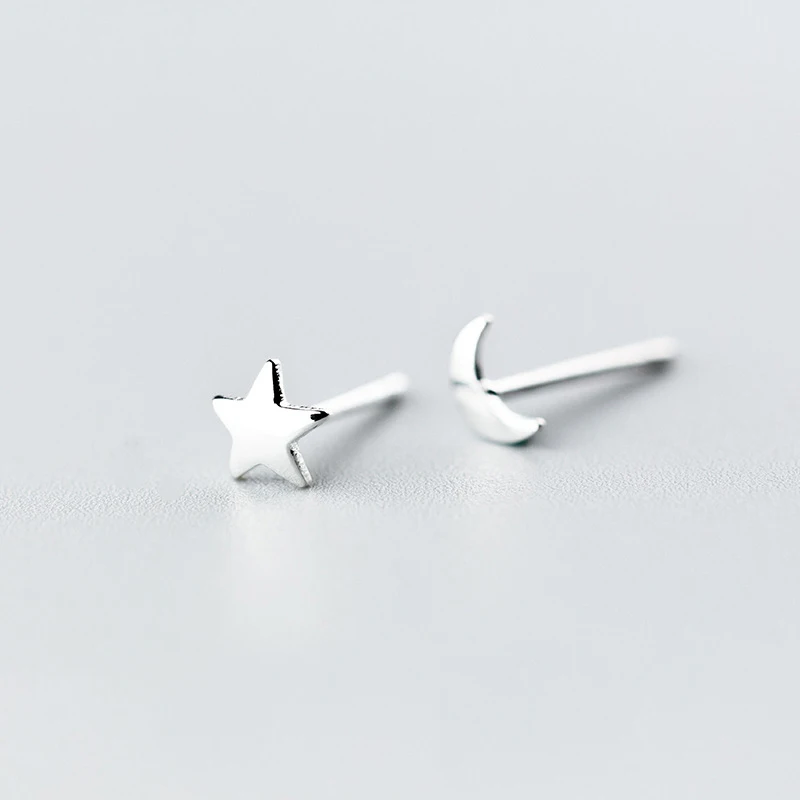 MloveAcc 925 Sterling Silver Star & Moon Push-back Women Stud Earrings Jewelry Brincos Pendientes Mujer - Image 5
