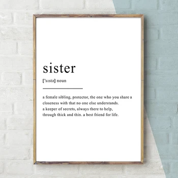 

Nordic Black and White Quote Wall Art Prints Sister Poster Modern Minimalist Canvas Painting for Girl Bedroom Decorative Picture