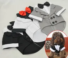 2015 nueva mascotas perros gatos moda Navidad traje guapo bowknot traje de perrito perrito perro gato suéteres animales productos 1 unids/lote