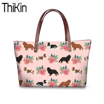 

THIKIN Handbags Women Cavalier King Charles Spaniel Dog Printing Shoulder Tote Bags Teenagers College Book Bag for Females Bolsa