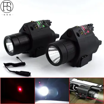 

Red/Green Laser Sight LED Strong Tactical Flashlight in Black Push Button Switch+Tail for Outdoor Military Hunting Shooting