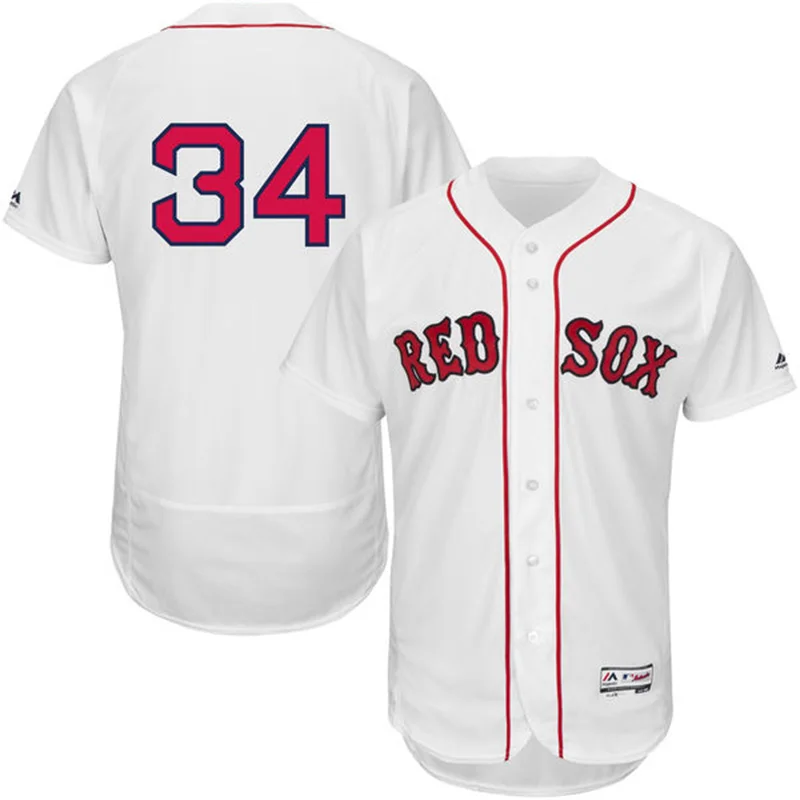 Мужская Дастин Pedroia #15 трикотажные Взрослых Дэвид Ортис #34 100% Прошитой Логотипы