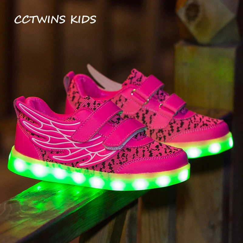 

CCTWINS KIDS 2017 Toddler Glowing Light USB Shoe Baby Girl Pu Leather Sport Led Sneaker Child Kid Boy Fashion White Flat F1315
