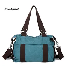 popular contrast color canvas concise women’s shoulder handbag red blue chololate color free shipment