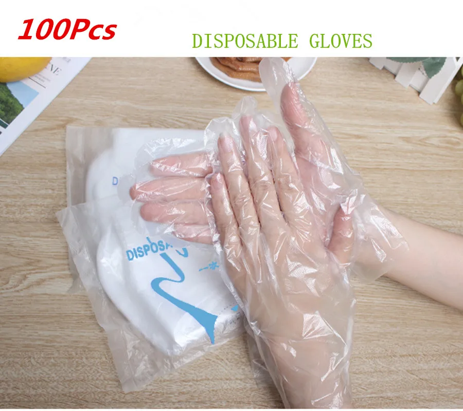 

100Pcs Disposable Gloves Transparent Eco-friendly Restaurant Kitchen Cooking Gloves Garden Cleaning Gloves