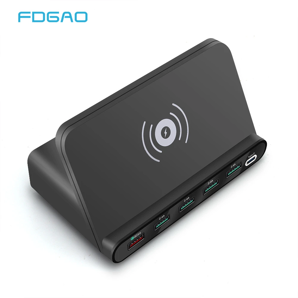 

Quick Charge 3.0 USB Type C HUB PD Qi Wireless Charger 60W 7 in 1 Phone Adapter for MacBook iPhone Samsung Huawei Xiaomi Airpods