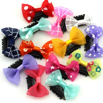 

Mini Hair clip for baby girls Hair bows children Petite mesh Bow Hairpins Fine Hair rope Wisp Clip Bald hair accessories 10pcs