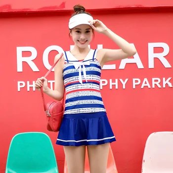 

JH female swimsuit 2019 new split skirt two-piece student swimwear hot spring swimwear swimming suit women's swimwear