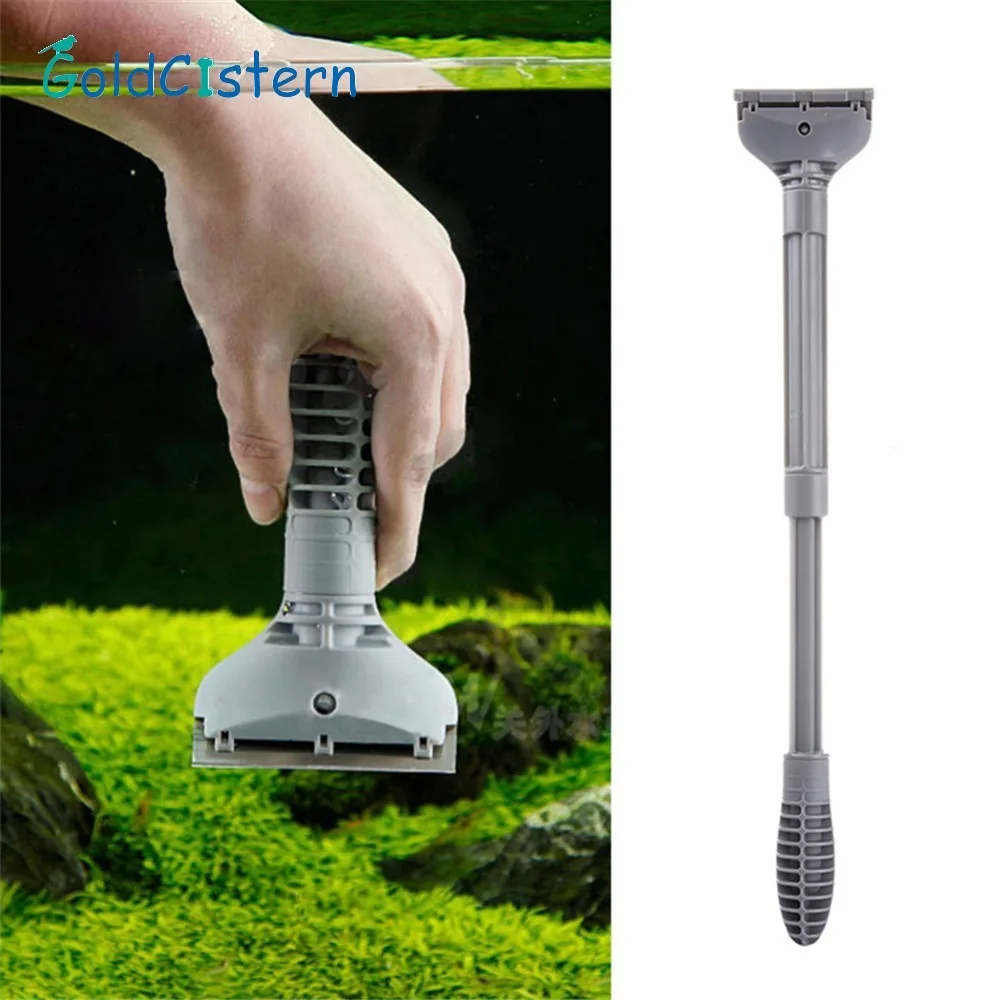 

Practical Aquarium Cleaning Brush Fish Tank Algae Cleaner Glass Scraper Brush Plant Stainless steel Buoyancy Scraper 45*7cm