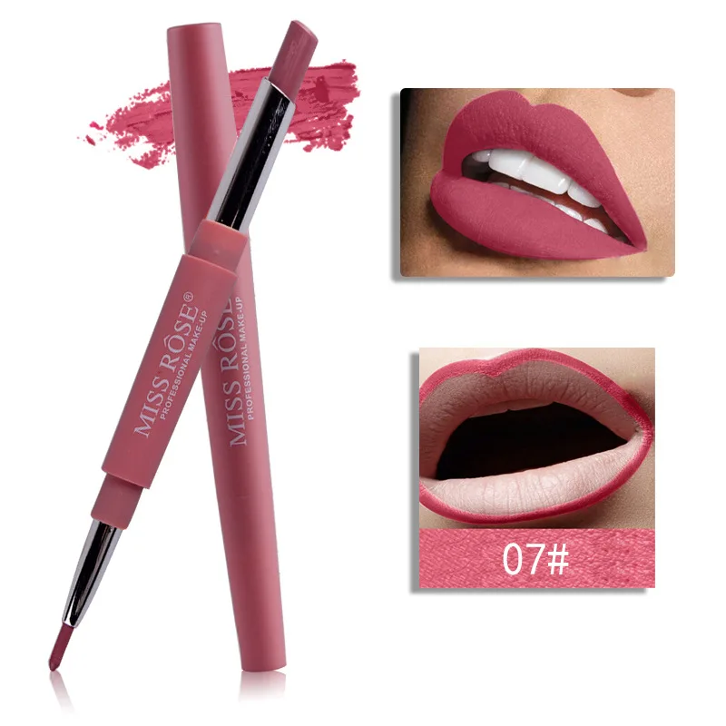 Sexy Nude Color Double-end Lip Makeup Lipstick Pencil Waterproof Lasting Tint Lip Stick Beauty Matte Liner Pen Lipstick 20 Color