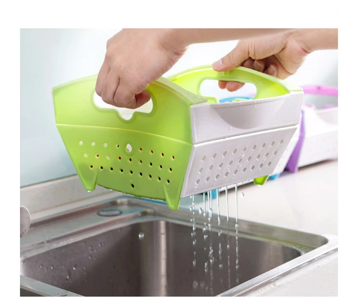 Creative collapsible plastic water basket kitchen wash basket fruit and vegetable wash to hang drip basket.Drain dry cleaning ba (8)