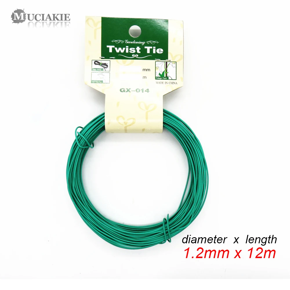 Plant Ties Bonsai Wires 12M/15M Garden Wire Heavy Duty Green Coated Plant Twist Tie for Bonsai Holding Branch