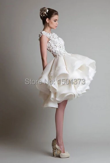 Hot Sale Cheap White Ivory Appliques Organza Puffy Skirt Short