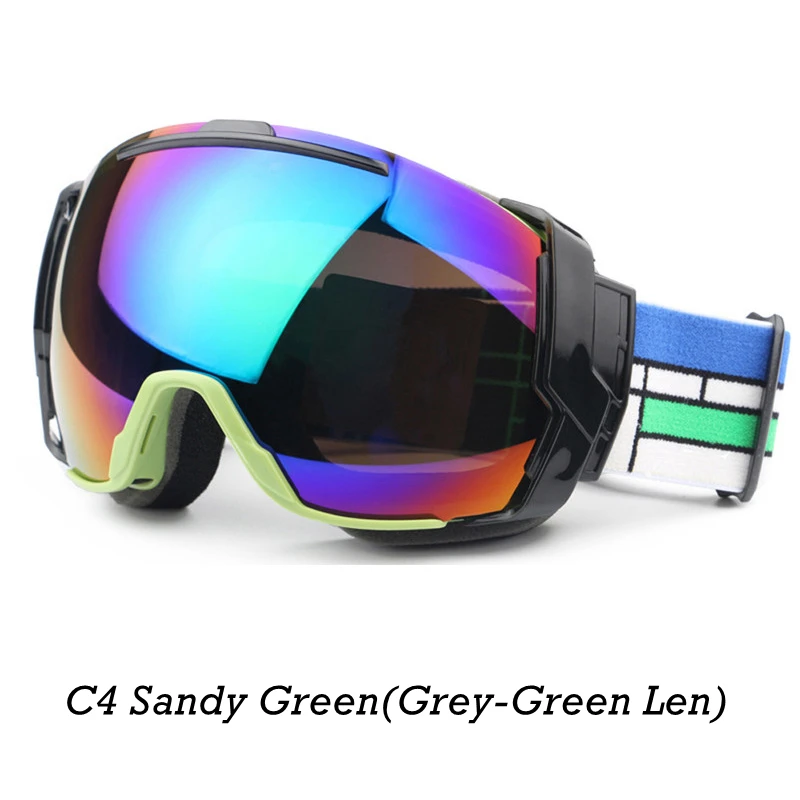 Мужские Женские зимние лыжные очки новые противотуманные лыжные очки мотоциклетные двойные линзы UV400 очки для катания на коньках пылезащитные сноуборд - Цвет: C4
