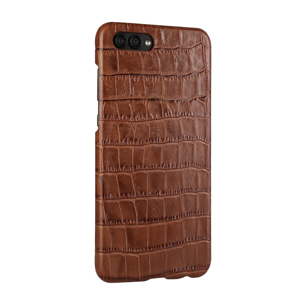 

CYBORIS For Huawei Honor V 10 Genuine Leather Case For Huawei Honor V10 Real Cow Leather Crocodile Pattern Back Cover