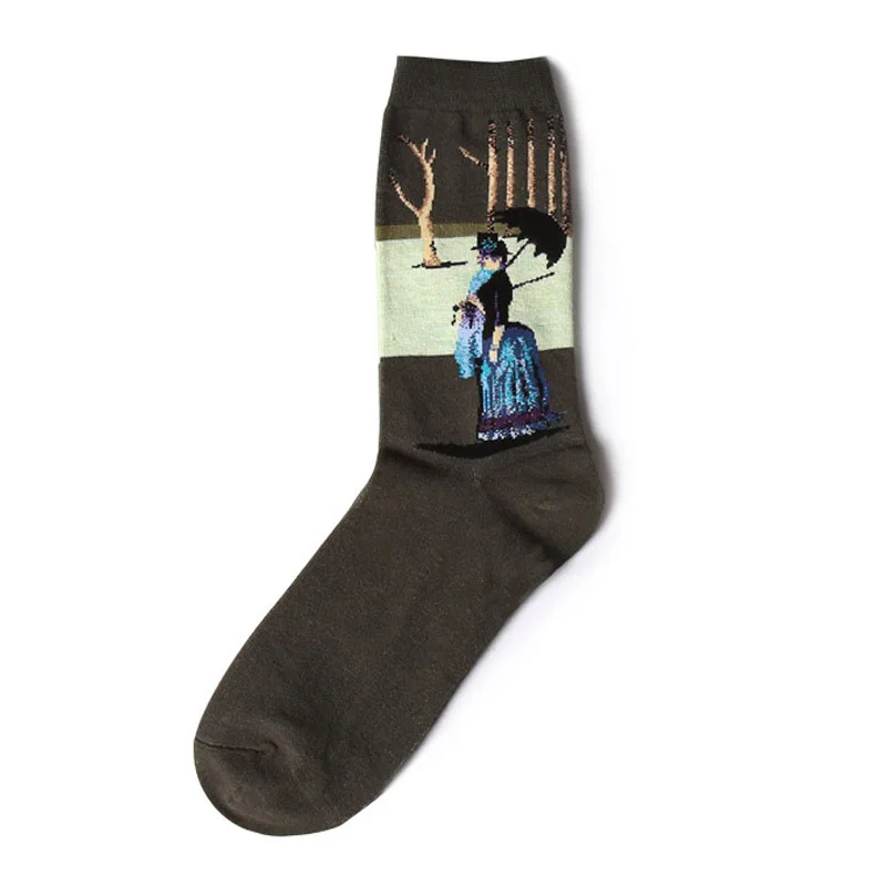Мужские и женские носки в стиле ретро с объемным рисунком Ван Гога, масляной живописи, забавные хлопковые носки с рисунком звездной ночи для женщин - Цвет: 5