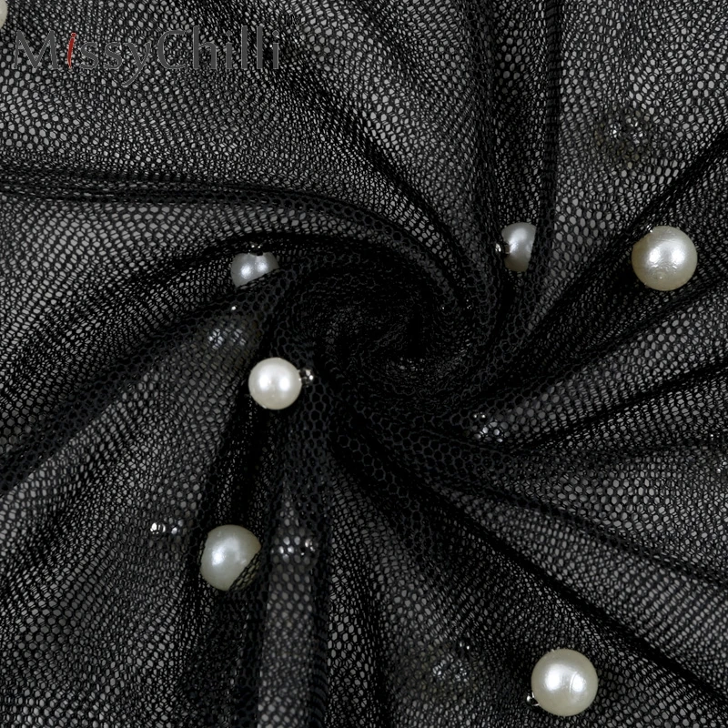 MissyChilli, сексуальная черная шифоновая блузка в сетку, рубашка, элегантная женская белая блузка на шнуровке, летняя женская прозрачная Повседневная рубашка, новинка