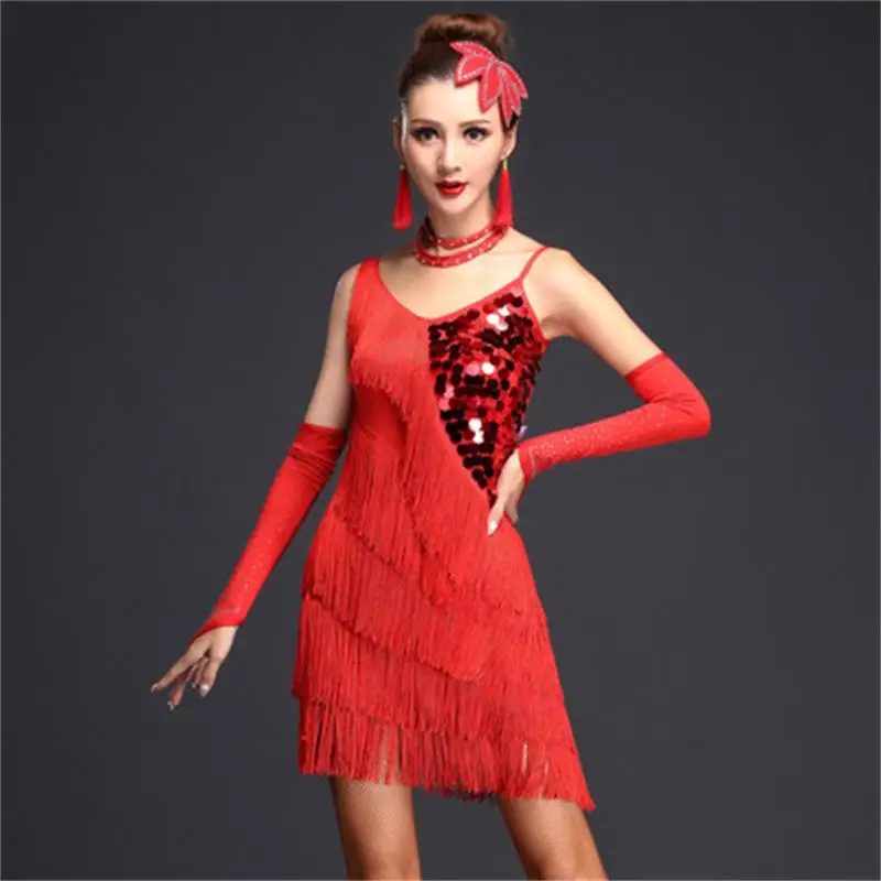 Professional Latin Dance Skirt Stage Costume Adult Female New Sequin ...