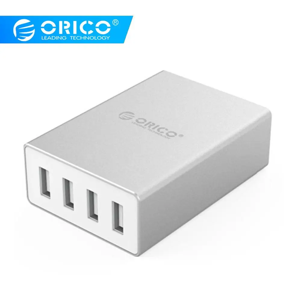  ORICO ASK-4U Aluminum 4 Ports Smart Charger 5V6.0A30W Output for iPhone Tablet Xiaomi HTC SONY - Si