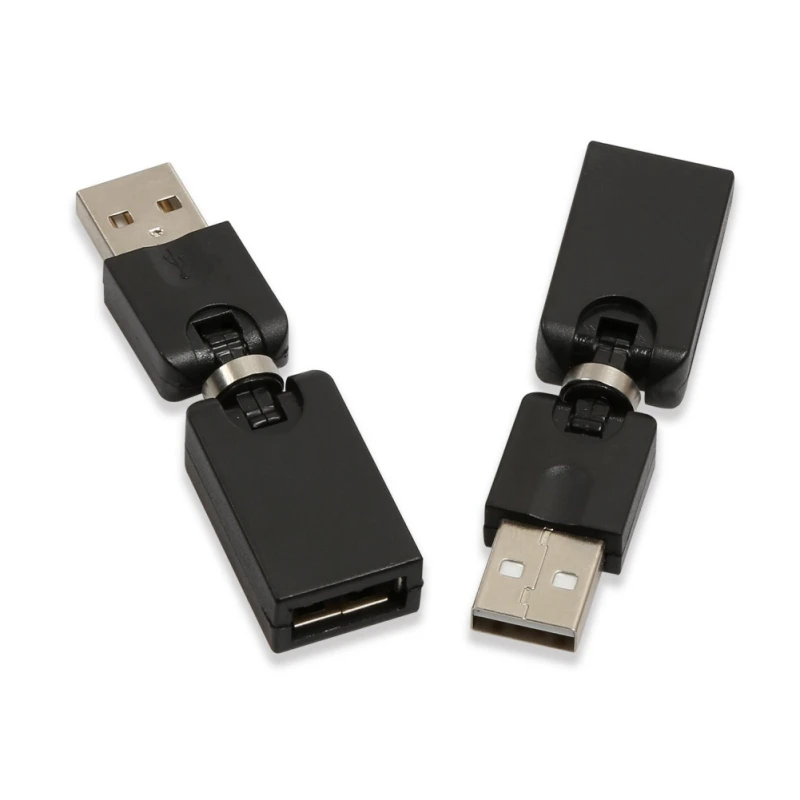 

2Pcs Universal 360 Degree Swivel Adjustable Angle USB 2.0 Male to Female Adapter Cable Convertor Black