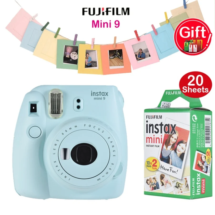 Fujifilm Instax Mini 9 камера мгновенная камера пленочная камера+ 20 листов мини 8 мгновенная белая пленка+ " Фото Картина Настенная рамка - Цвет: Blue