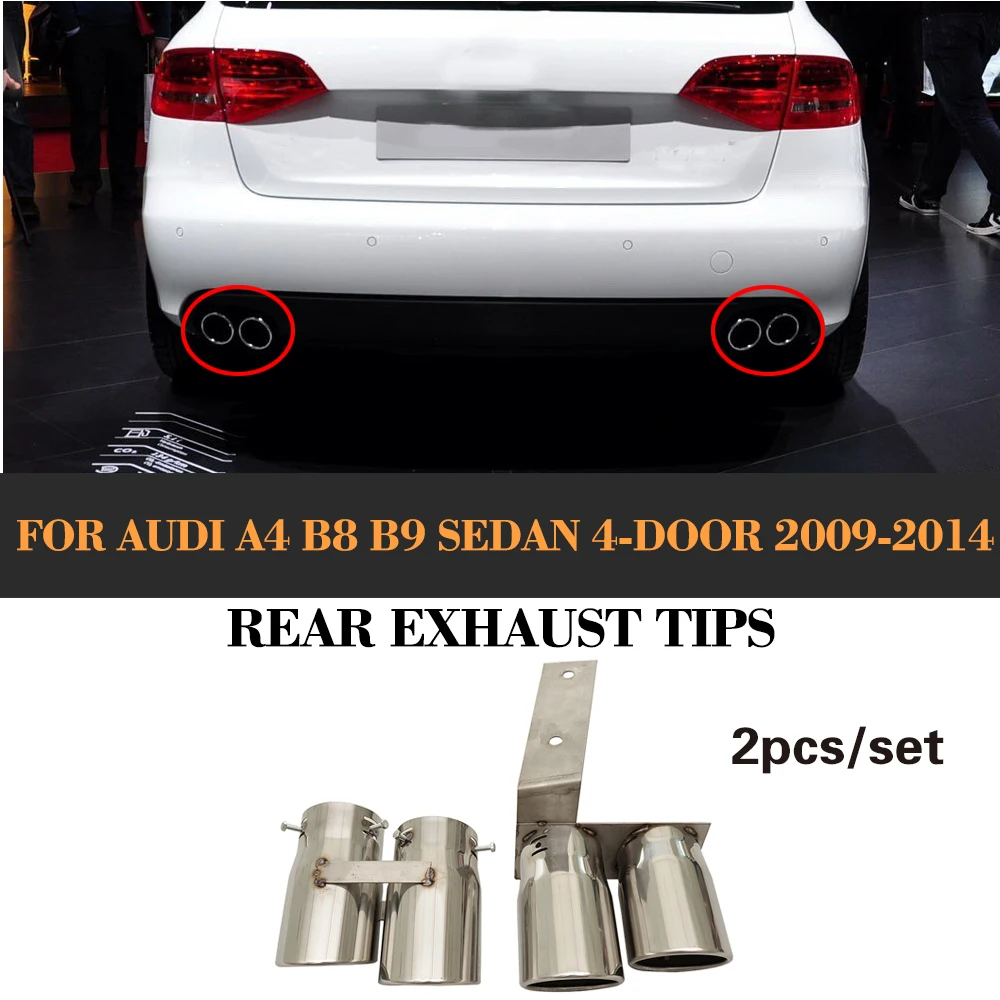 

Quad Exhaust Dual Outlet Car Exhaust Tips Muffler End Pipes for Audi A4 B8 B9 09-14 Non Sline