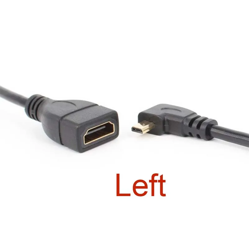 Золотой саженый HDMI Женский до 90 градусов левый угловой микро Мужской адаптер