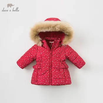 

DBM9200 dave bella winter baby girls flowers hooded coat infant padded jacket children high quality coat kids padded outerwear