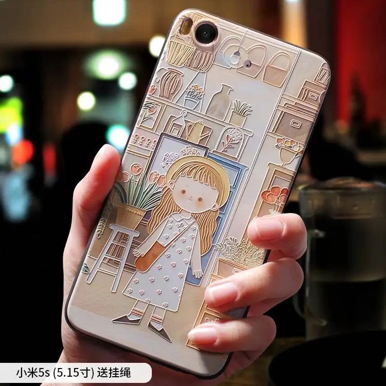 

Hong Kong Retro street small girl sketch oil painting embossed Relief case For Xiaomi MI 5s Plus mi5s cover mi note 3 note3 case