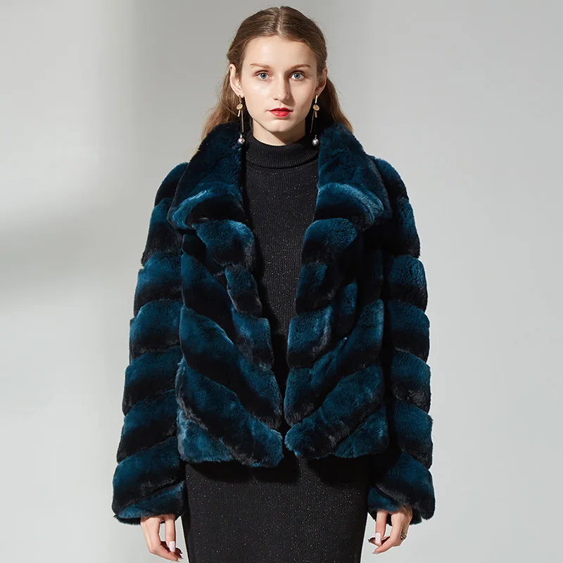 Настоящее пальто с мехом из натурального кроличьего меха пальто для женщин зимнее пальто для женщин - Цвет: A
