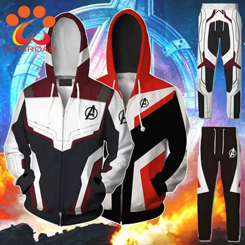 Cosroad Avengers 4 Endgame Quantum Realm T shirt Hoodies Cosplay Costume Men Women Zipper Coat Sweatshirts Spring Jacket