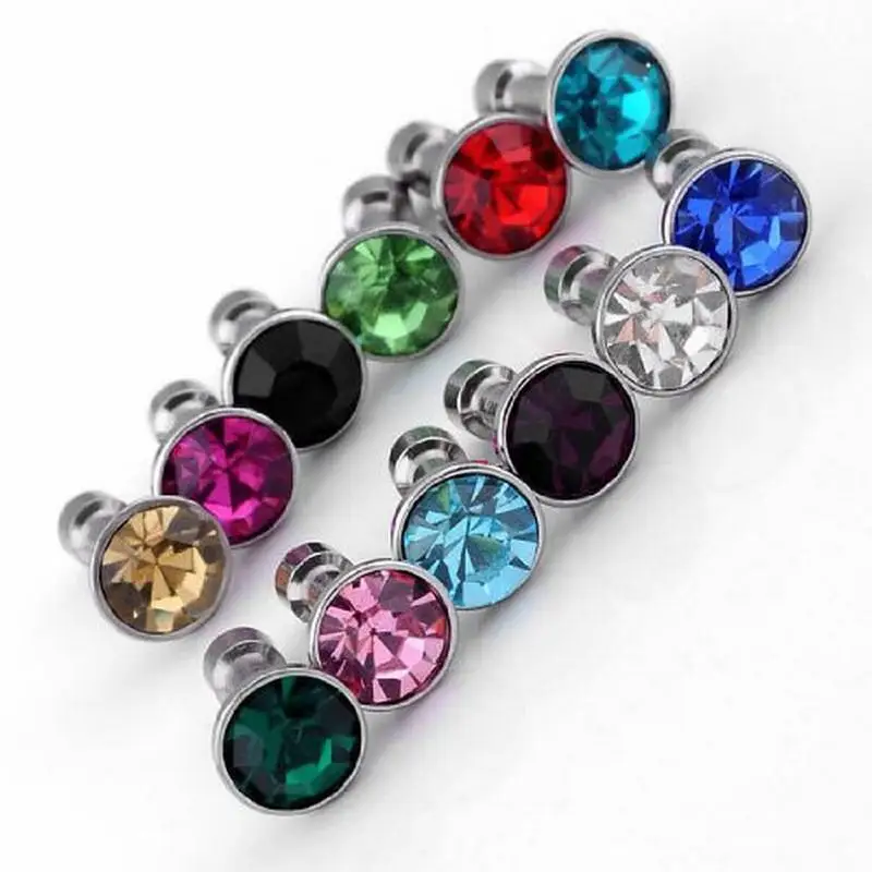 Universal mobile phone rhinestone Crystal 3.5mm earphone jack cap plug