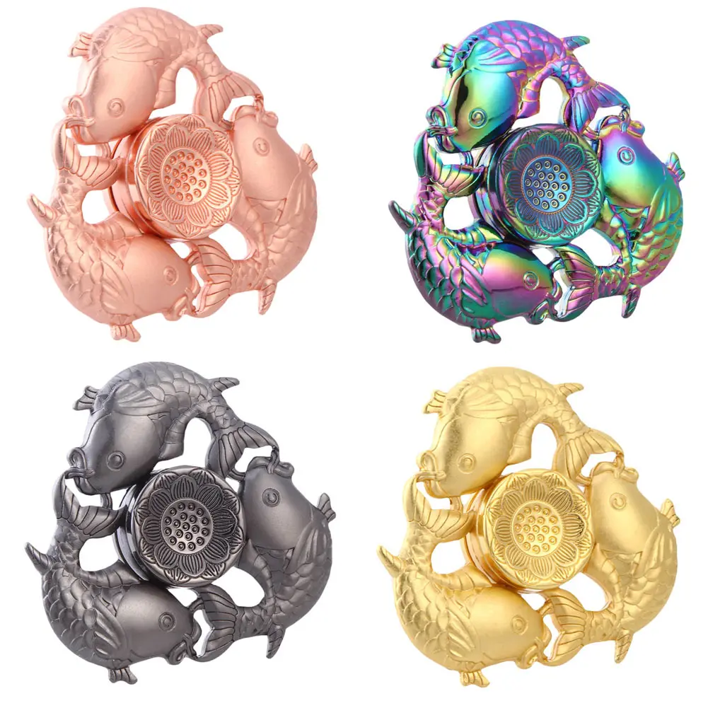 

Multicolor Rainbow Metal Three strip fish  spinner edc handspinner autisme adhd rotatie anti stress Decompression