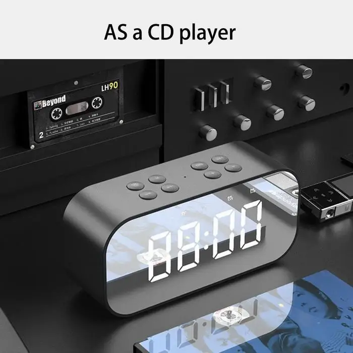 Светодиодный цифровой будильник беспроводной динамик Bluetooth часы 5 Вт стерео зеркало Встроенная литиевая колонка с аккумулятором