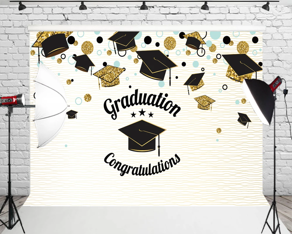 HUAYI Graduation Photography Backdrops College Prom Customized Wall Banner Congrats Grad Party Photo Booth Studio Props W-1415