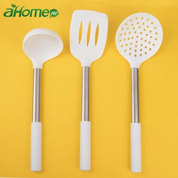 

Silicone Turner Slotted Skimmer Spatula Spoon Skimmer Spoon Strainer Ladle with Long Handle Cookware Kitchen Cooking Tools