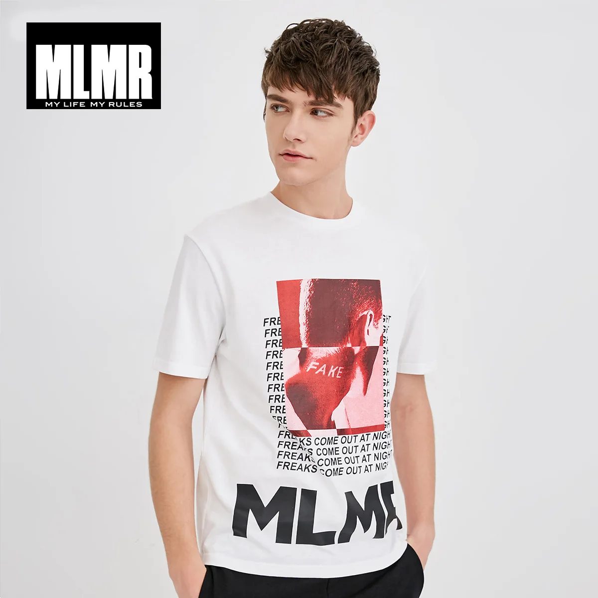 MLMR летние мужские футболки топ 100% хлопок круглый вырез с буквенным принтом