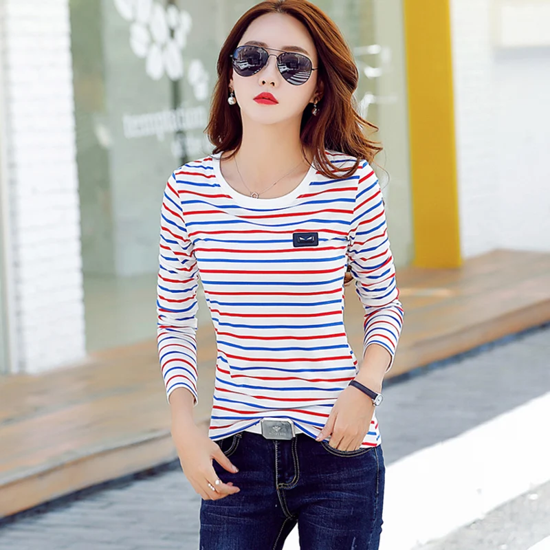 القطن مخطط t قميص طويل الأكمام النساء قمم الخريف الشتاء فوج بلايز السيدات مكتب المحملة قميص فام زائد حجم امرأة الملابس القطن مخطط t قميص طويل الأكمام النساء قمم الخريف الشتاء فوج بلايز السيدات مكتب المحملة قميص فام زائد حجم امرأة الملابس